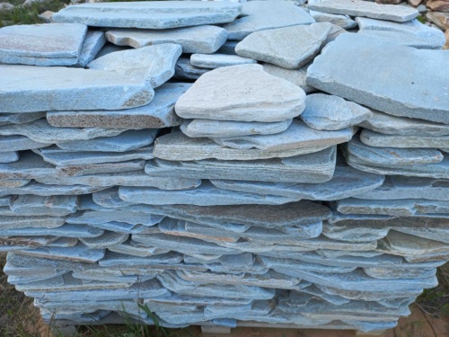 Плитняк златолит зелёный галтованный для цоколя купить в Татарске